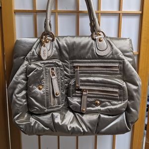 Tod's Taupe-gold Silky Nylon Fabric Satchel